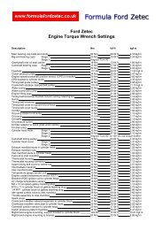 Ford Zetec Engine Torque Wrench Settings - Formula Ford Zetec