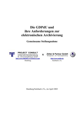 Die Gdpdu und ihre Anforderungen zur elektronischen Archivierung