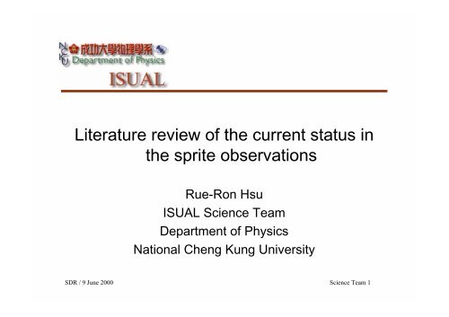 Literature review of the current status in the sprite observations