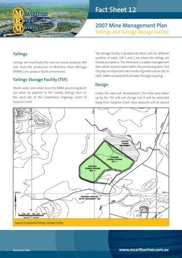 Factsheet 12 - McArthur River Mining
