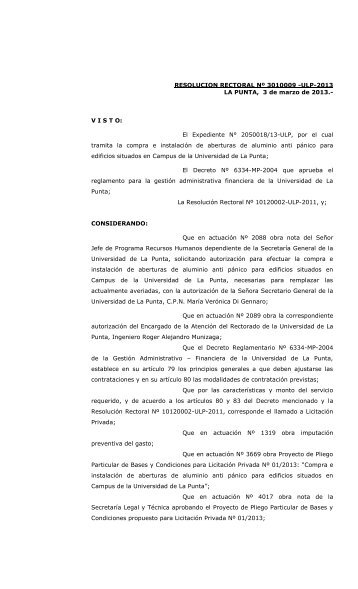 Licitacion Privada NÂº 01-2013 Pliego de Bases y Condiciones