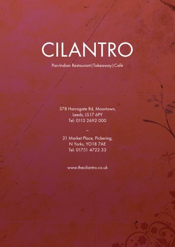 Pickering a la Carte Menu - Cilantro