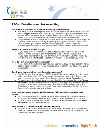 FAQs - Donations and tax receipting