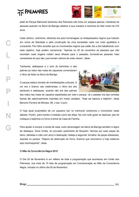 Capa e Índice - Fundação Cultural Palmares