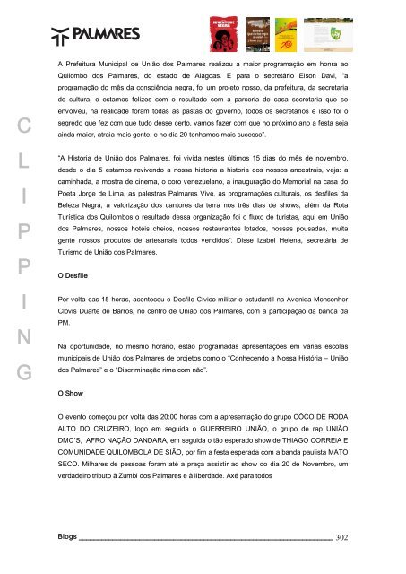 Capa e Índice - Fundação Cultural Palmares