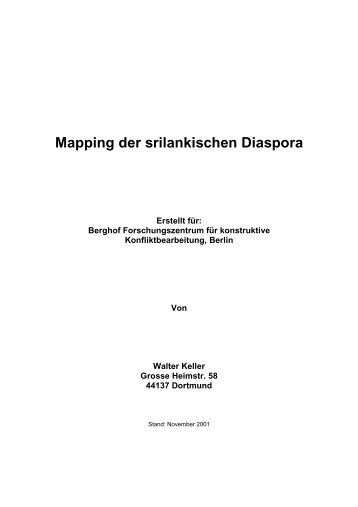 Mapping der srilankischen Diaspora - Berghof Conflict Research