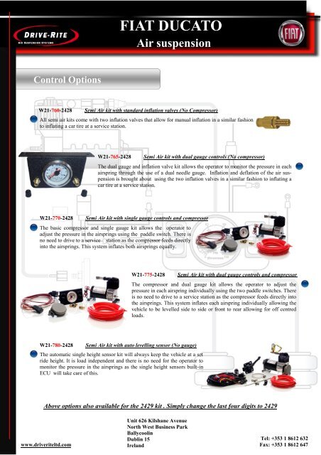 Control Options FIAT DUCATO Air suspension