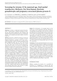 Screening for trisomy 21 by maternal age, fetal nuchal translucency ...