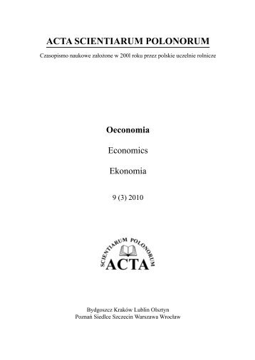 Acta Scientiarum Oeconomia 9 (3)