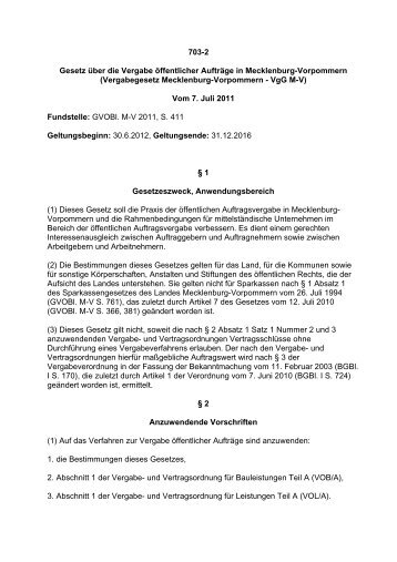 Vergabegesetz Mecklenburg-Vorpommern - VgG MV - Vergabe24