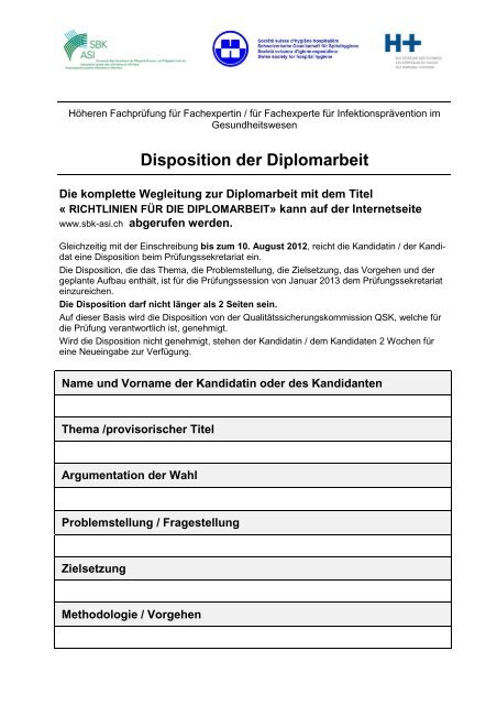 Disposition der Diplomarbeit - SGSH