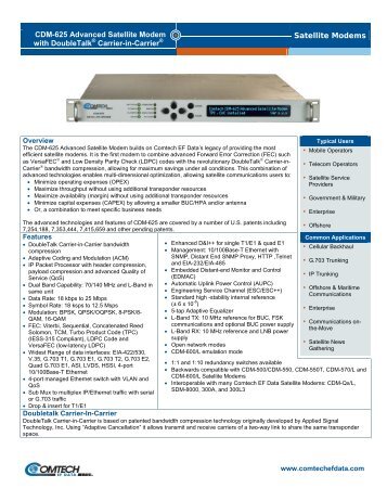 Satellite Modems CDM-625 Advanced Satellite ... - telecomnetworks