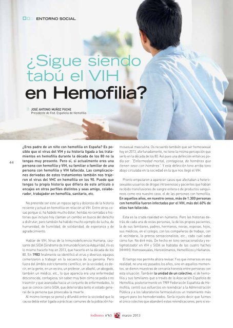 Revista Fedhemo nÂº 65 - Hemofilia