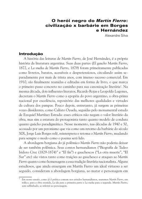 O herói negro do Martín Fierro - Grupo de Estudos em Literatura ...