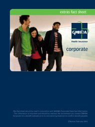 corporate extras fact sheet - GMHBA Health Insurance