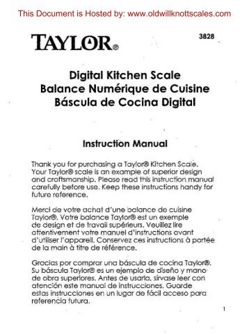 Digital Kitchen Scale Balance Numerique de ... - Scale Manuals