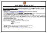 KENYA MEDICAL TRAINING COLLEGE - KMTC
