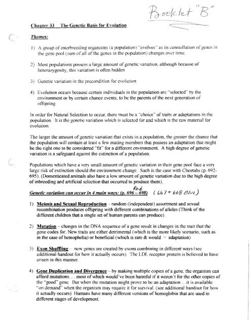 Genetic Basis for Evolution Booklet B.pdf - Mrs Stovel