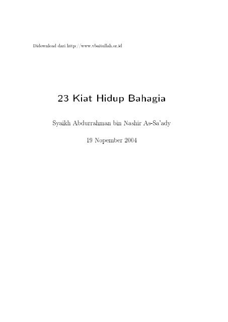 23 Kiat Hidup Bahagia â Syaikh Abdurrahman Bin Nashir As Sa'ady ...