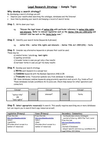 Legal Research Strategy worksheet - Library