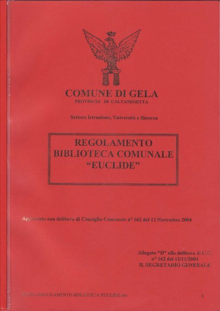 Regolamento Biblioteca - Comune di Gela