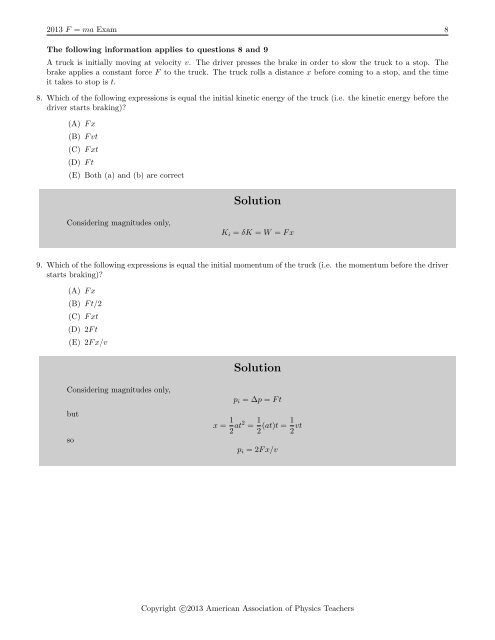 Solution - American Association of Physics Teachers