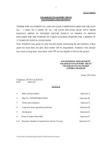 Tender Document - Visakhapatnam Port Trust