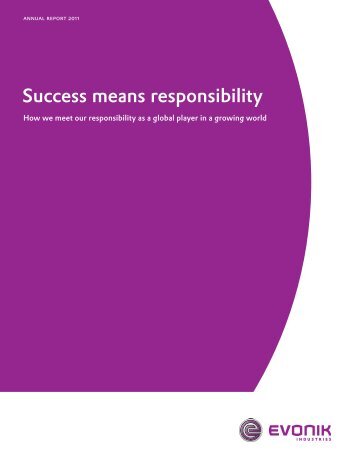 Success means responsibility - Evonik