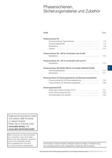 Phasenschienen, Sicherungsmaterial und Zubehör