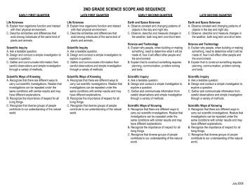 2ND GRADE SCIENCE SCOPE AND SEQUENCE