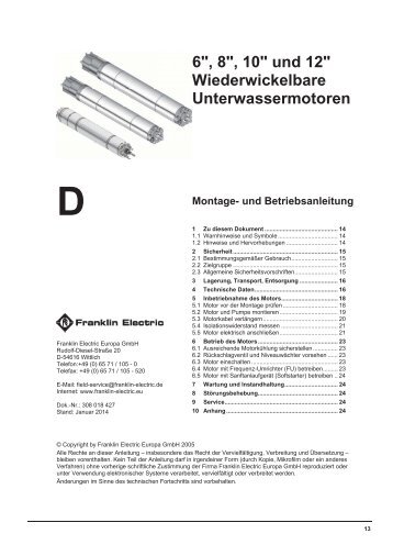 6", 8", 10" und 12" - Franklin Electric Europa