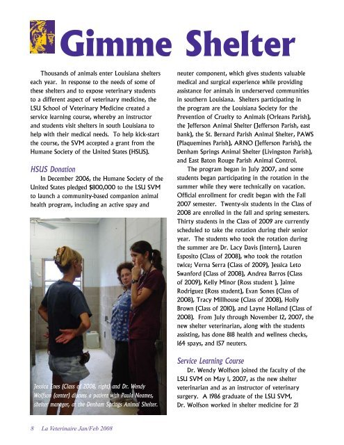 Gimme Shelter - School of Veterinary Medicine - Louisiana State ...