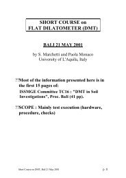 SHORT COURSE on FLAT DILATOMETER (DMT) - Marchetti DMT