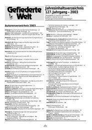 Jahresinhaltsverzeichnis 127.Jahrgang â€“ 2003 - Gefiederte Welt