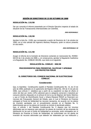 EL DIRECTORIO DEL CONSEJO NACIONAL DE ... - CONELEC