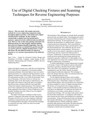 use of digital checking fixtures and scanning techniques for reverse ...