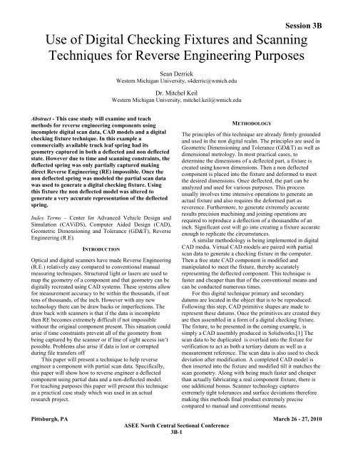 use of digital checking fixtures and scanning techniques for reverse ...