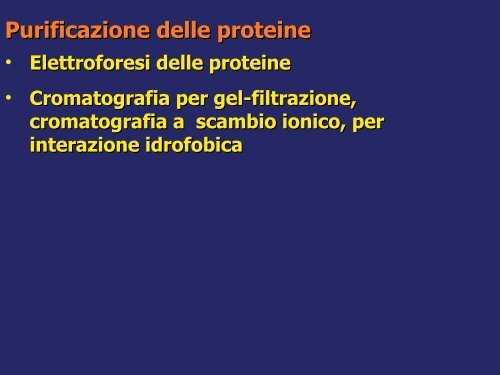 Produzione e purificazione delle proteine