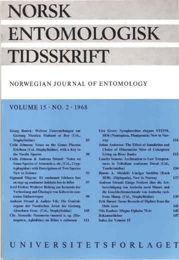 NORSK ENTOMOLOGISK TIDSSKRIFT - Norsk entomologisk forening
