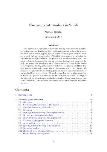 Floating point numbers in Scilab - Projects