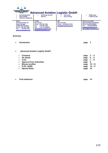 Advanced Aviation Logistic GmbH - Aal-operations.org