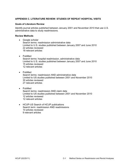 Methodological Issues when Studying Readmissions and ... - HCUP