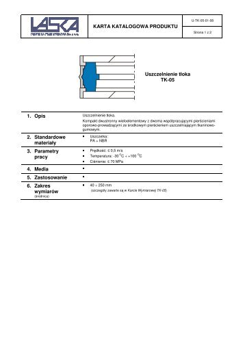 KARTA KATALOGOWA PRODUKTU Uszczelnienie tÅoka TK-05 1 ...
