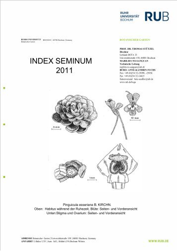 Index Seminum 2011 - Botanischer Garten - Ruhr-Universität Bochum