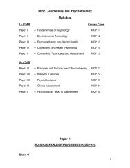 M.Sc. Counselling and Psychotherapy Syllabus Paper- I