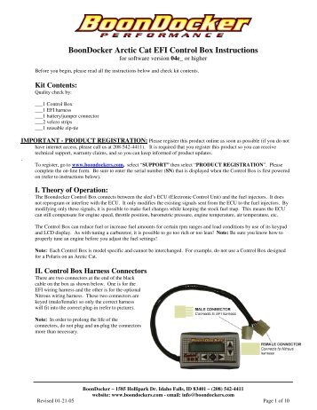 BoonDocker Arctic Cat EFI Control Box Instructions