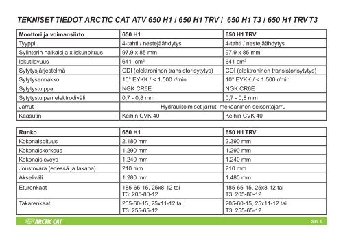 ATV · Käyttöohjekirja - Arctic Cat