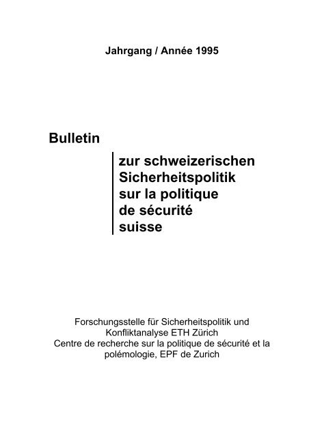 German (PDF) - Center for Security Studies (CSS) - ETH Zürich