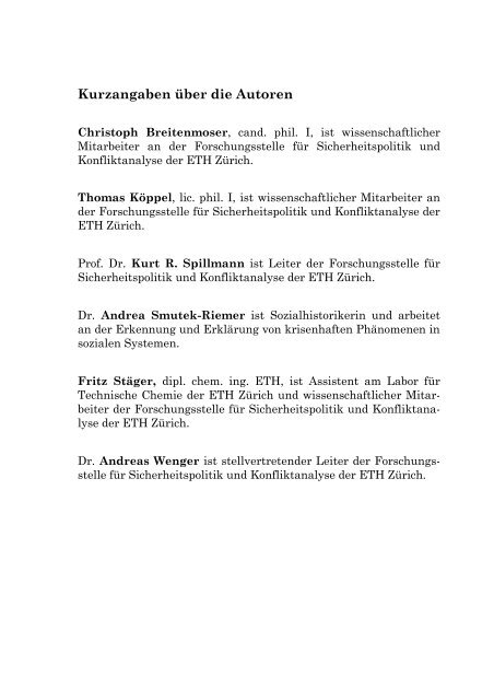 German (PDF) - Center for Security Studies (CSS) - ETH Zürich