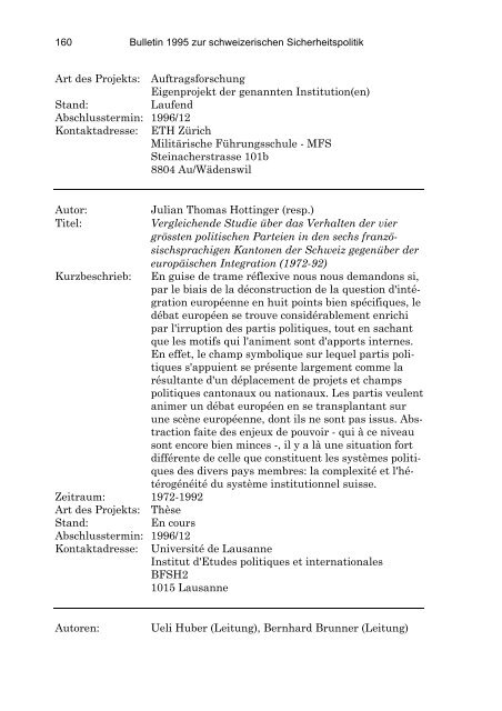 German (PDF) - Center for Security Studies (CSS) - ETH Zürich